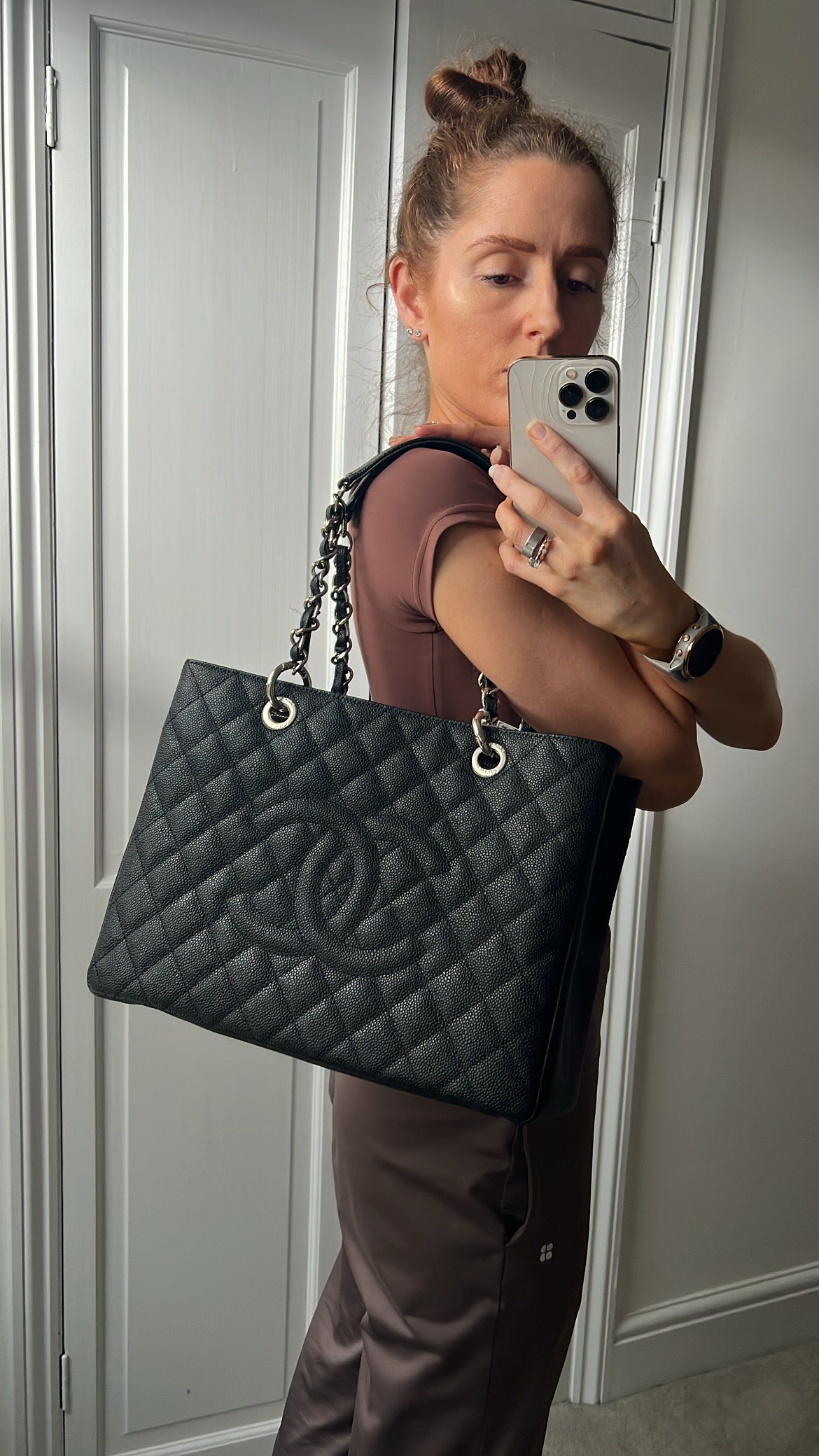 Chanel Black Caviar Grand Shopper Tote (GST) Silver Hardware