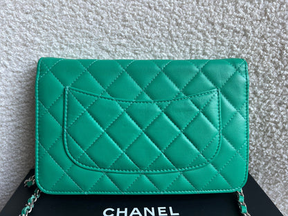 Chanel Turquoise Lambskin Wallet on Chain (RRP £2,930)