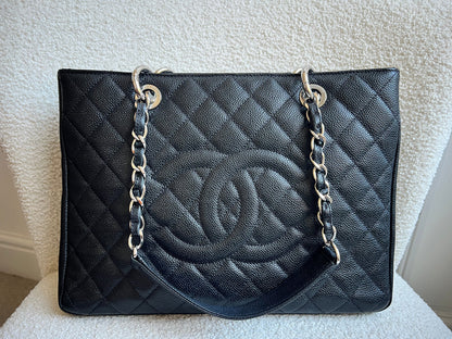 Chanel Black Caviar Grand Shopper Tote (GST) Silver Hardware