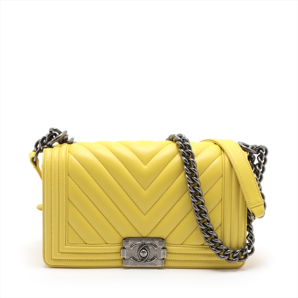 Chanel Boy Silver Chain Shoulder Bag