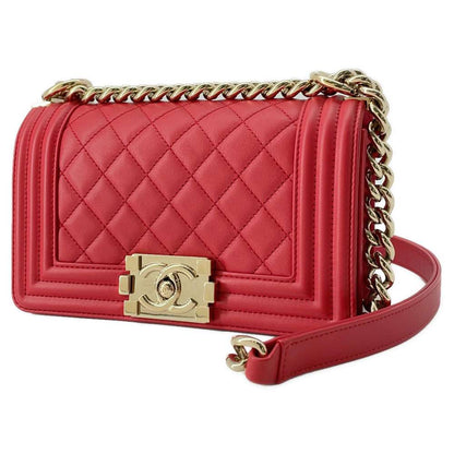 Chanel Boy Chanel ChainShoulder Bag Red A67085 Lambskin