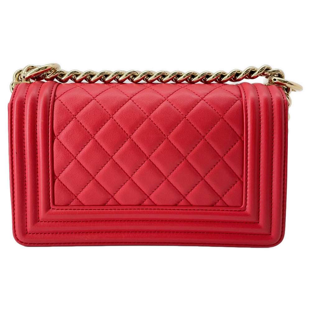 Chanel Boy Chanel ChainShoulder Bag Red A67085 Lambskin