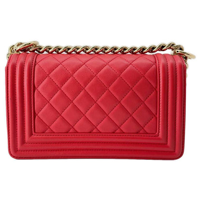 Chanel Boy Chanel ChainShoulder Bag Red A67085 Lambskin