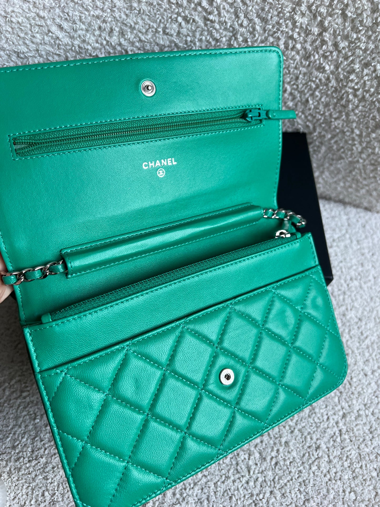Chanel Turquoise Lambskin Wallet on Chain (RRP £2,930)