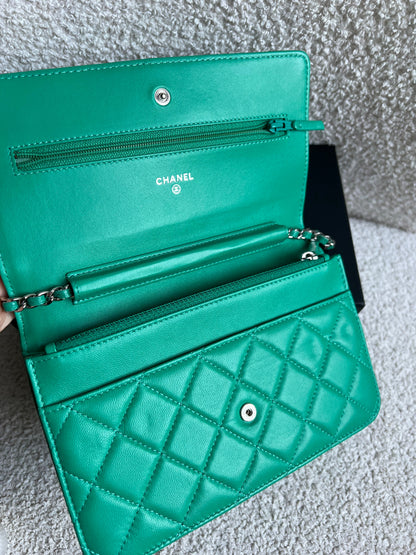 Chanel Turquoise Lambskin Wallet on Chain (RRP £2,930)