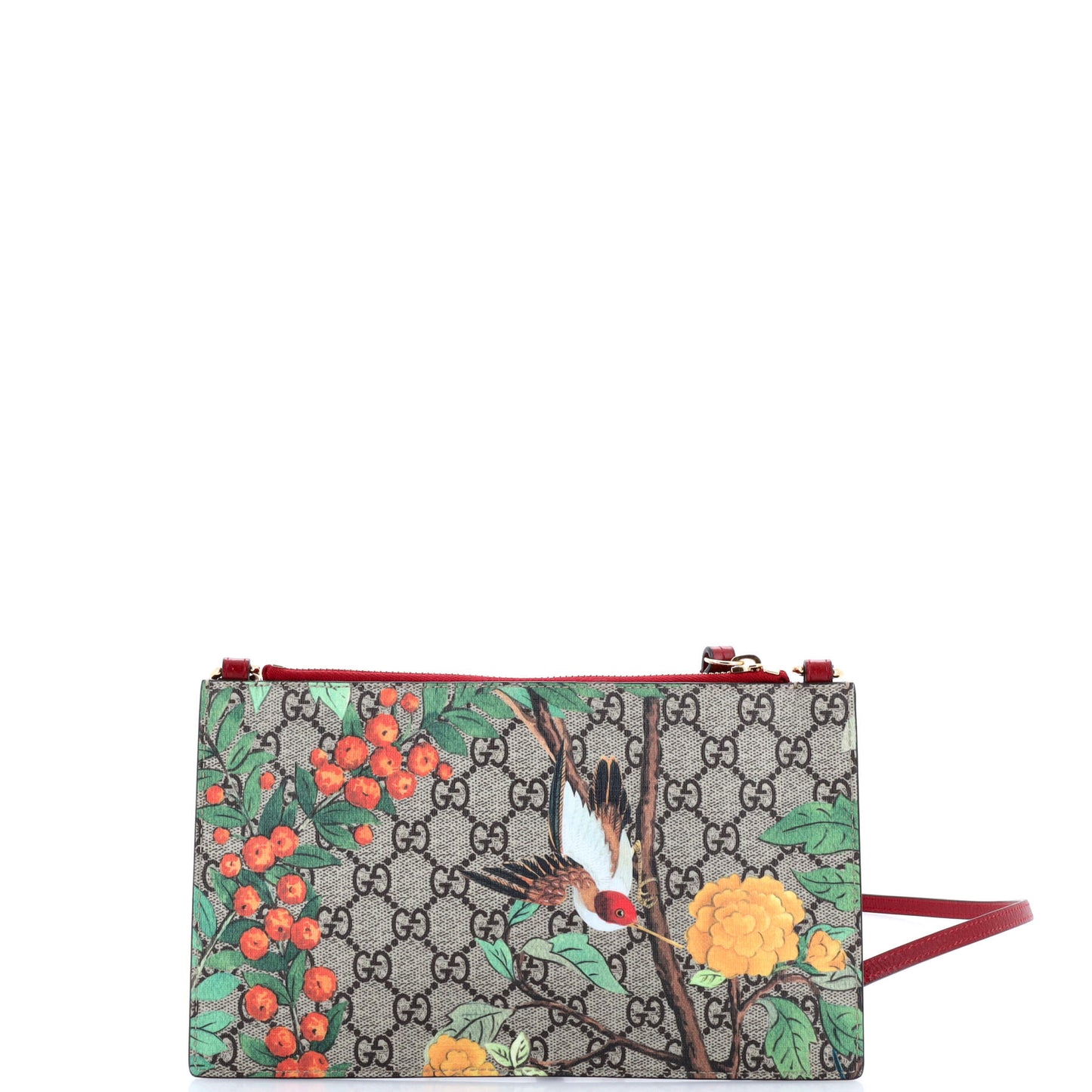 Double Zip Pouch Crossbody Bag Tian and Bengal Print GG Coated Canvas Small