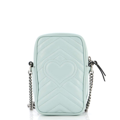 GG Marmont Vertical Phone Crossbody Bag Matelasse Leather Mini