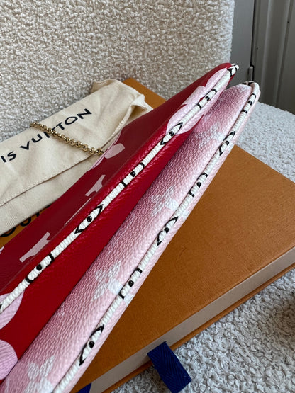 Louis Vuitton Double Zip Pochette Red Giant Monogram Jungle (RRP £1250)