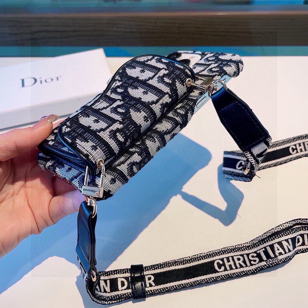 Dior Montaigne Card Holder Phone Case Embroidered Strap