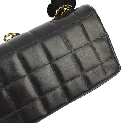 Chanel Black Lambskin Camellia Choco Bar Shoulder Bag