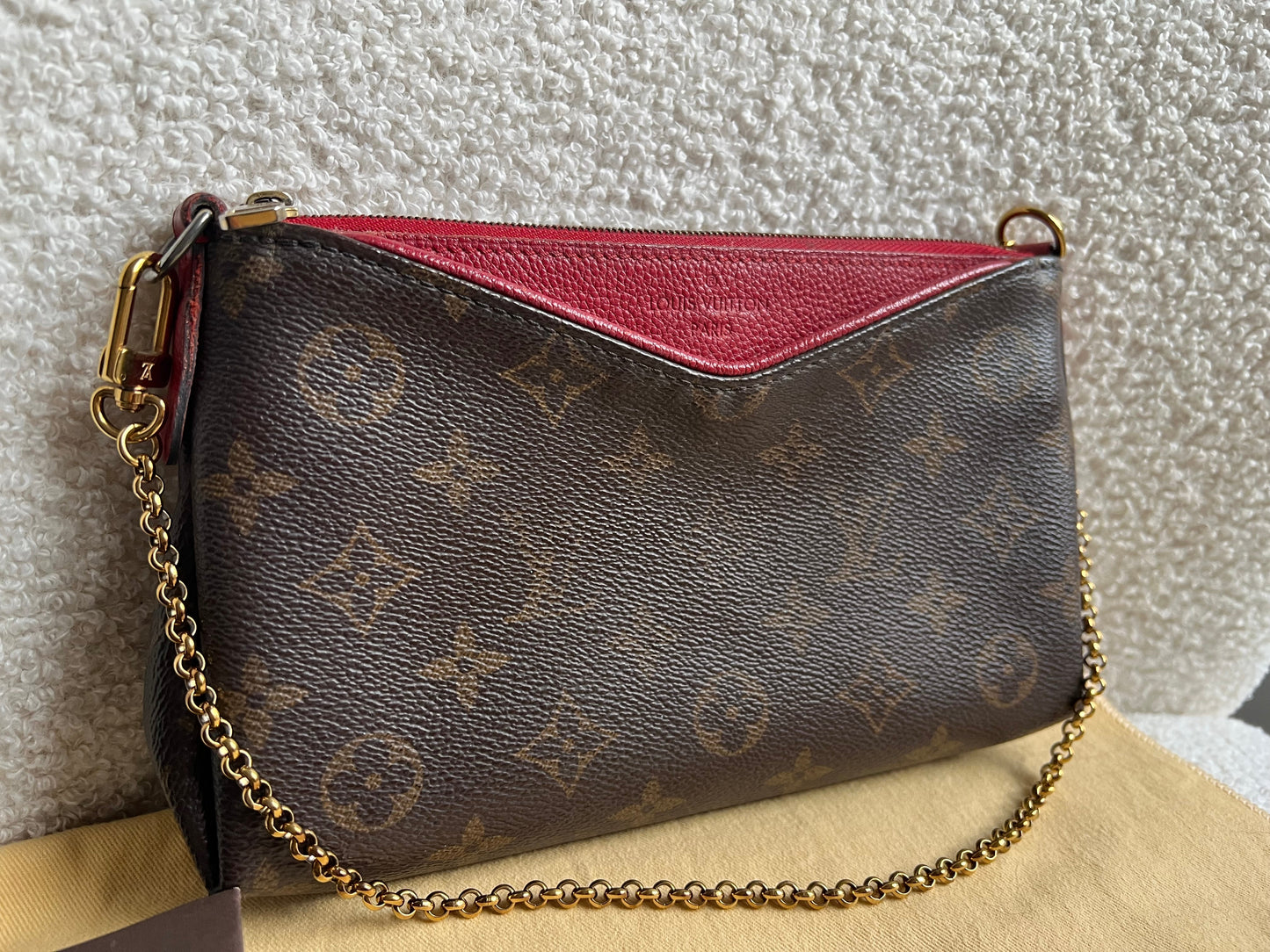 Louis Vuitton Red and Monogram Pallas Pochette