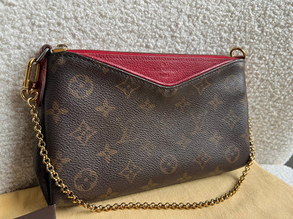 Louis Vuitton Red and Monogram Pallas Pochette