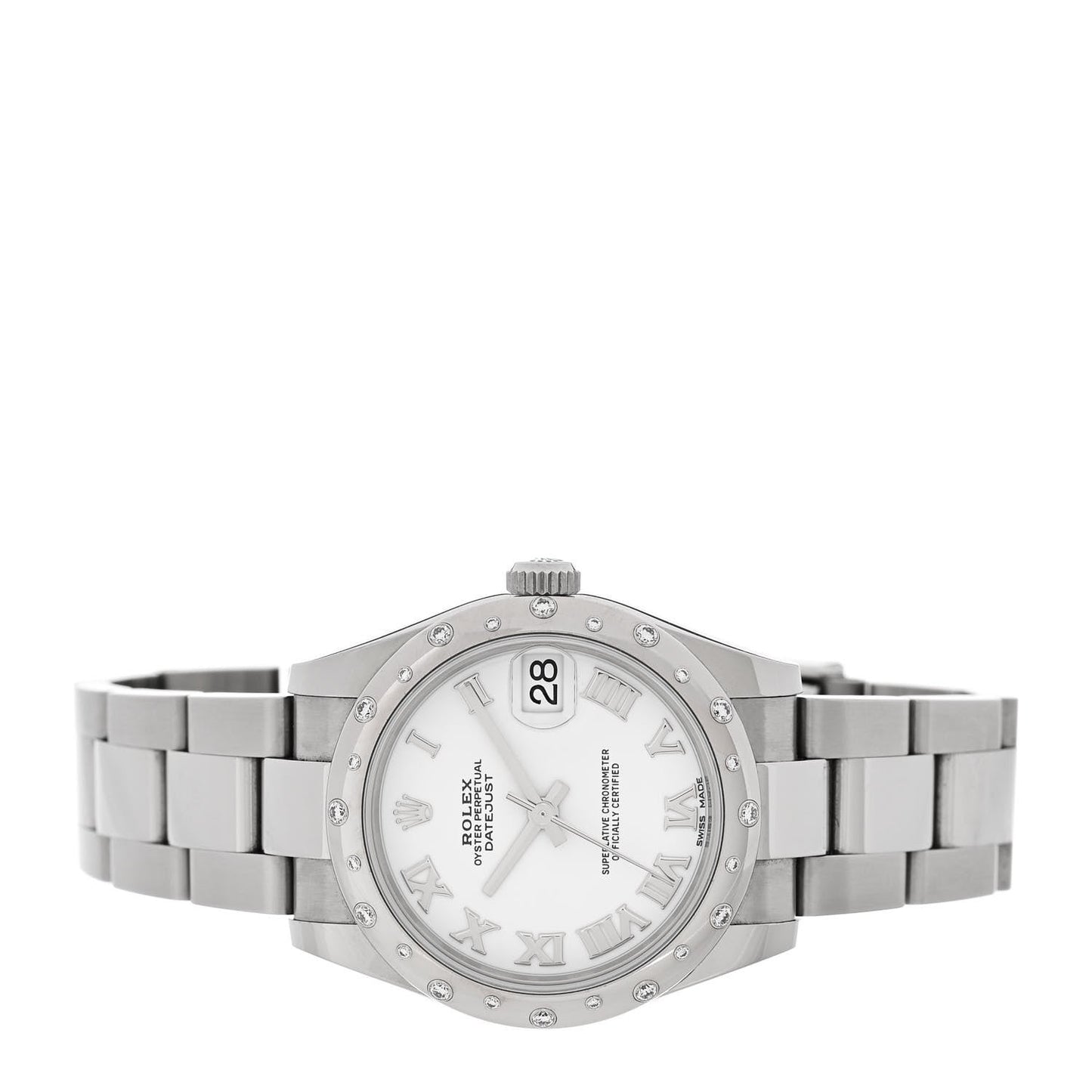 Stainless Steel 18K White Gold Diamond 31mm Oyster Perpetual Datejust Watch White Roman 178344
