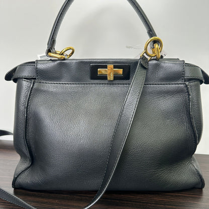 Fendi Black Leather Large Selleria Peekaboo Top Handle Bag Fendi LB107965