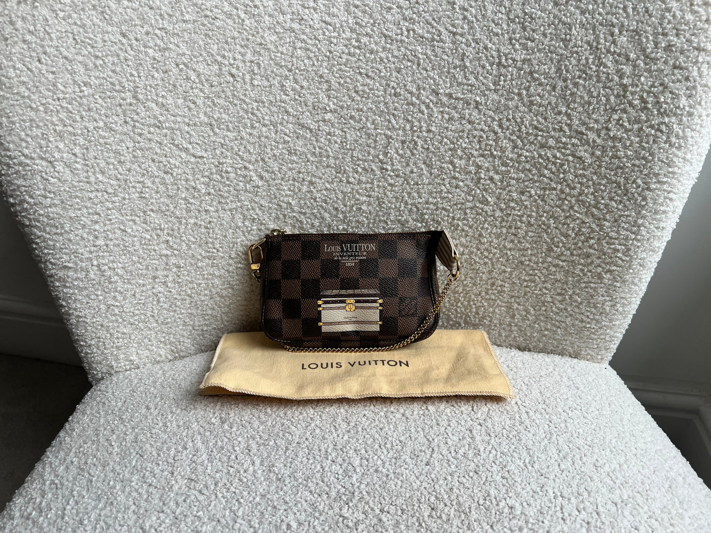 Louis Vuitton Limited Edition Trunks and Locks Mini Pochette Accessoires in Damier Ebene