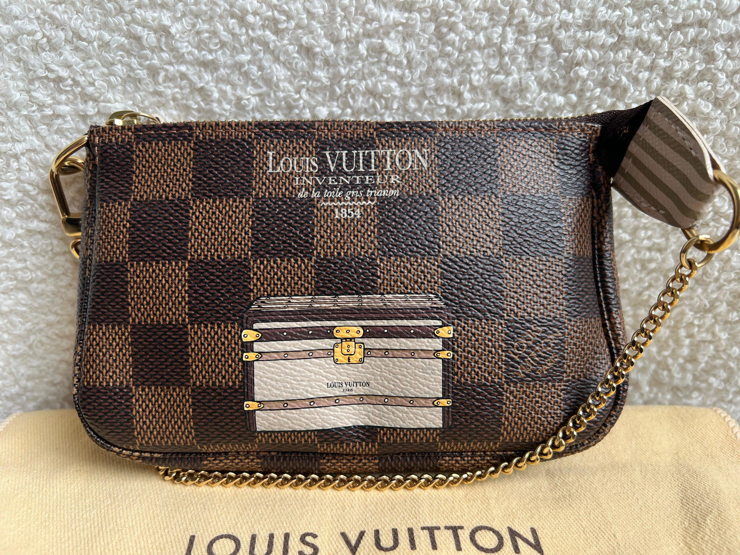 Louis Vuitton Limited Edition Trunks and Locks Mini Pochette Accessoires in Damier Ebene