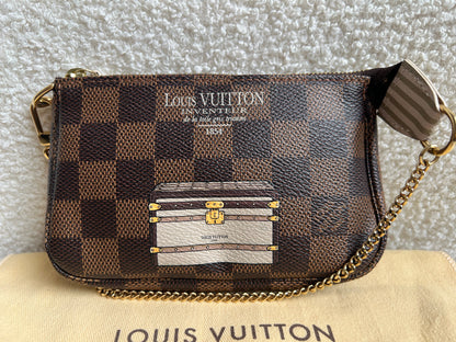 Louis Vuitton Limited Edition Trunks and Locks Mini Pochette Accessoires in Damier Ebene