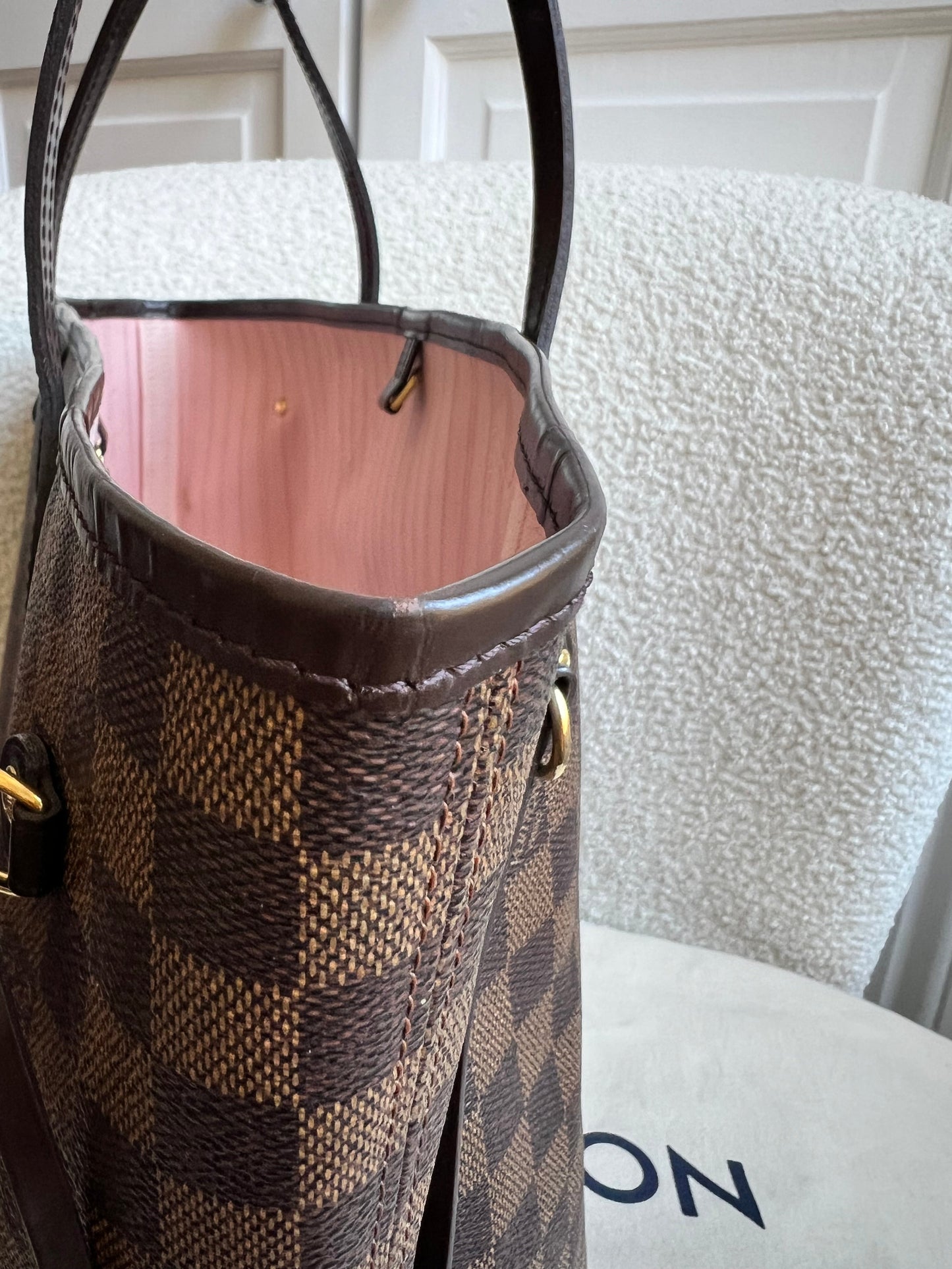 Louis Vuitton Neverfull MM Damier Ebene Rose Ballerine (RRP £1430)