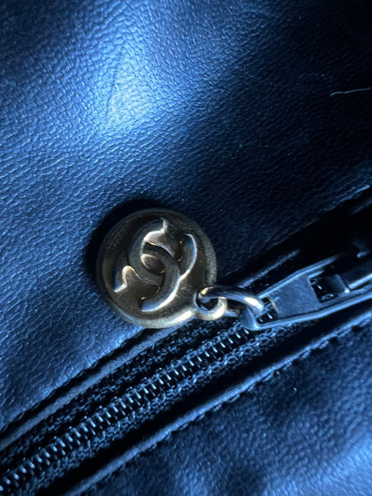 Chanel Vintage Black Caviar Chain Tote with Gold Hardware