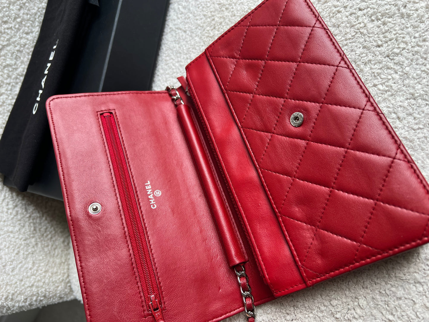 Chanel Red Lambskin Wallet on Chain (RRP £2,930)