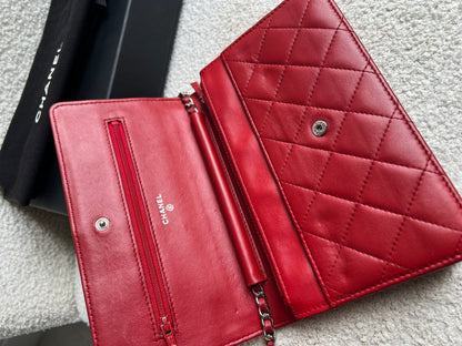 Chanel Red Lambskin Wallet on Chain (RRP £2,930)