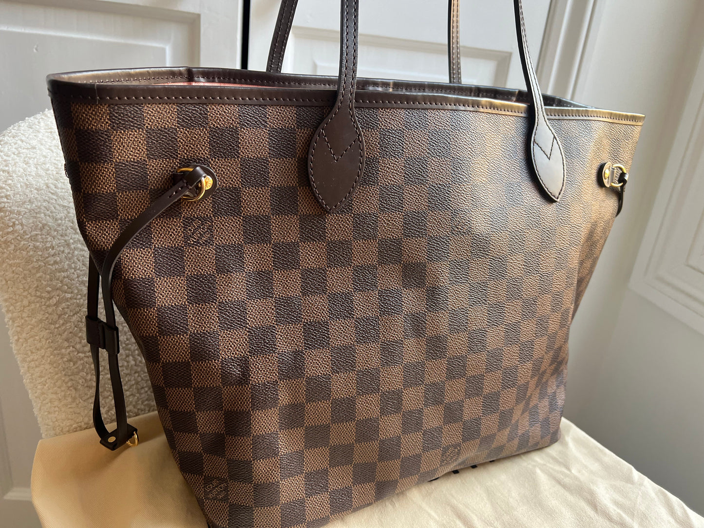 Louis Vuitton Neverfull MM Damier Ebene Rose Ballerine (RRP £1470)