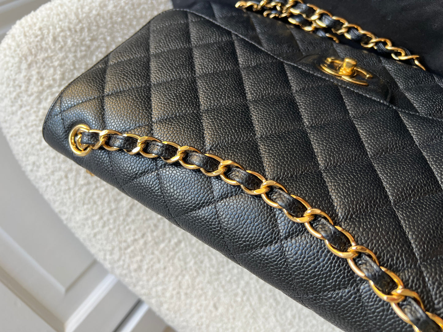 Chanel Jumbo Double Flap in Black Caviar with gold hardware (RRP £9830)