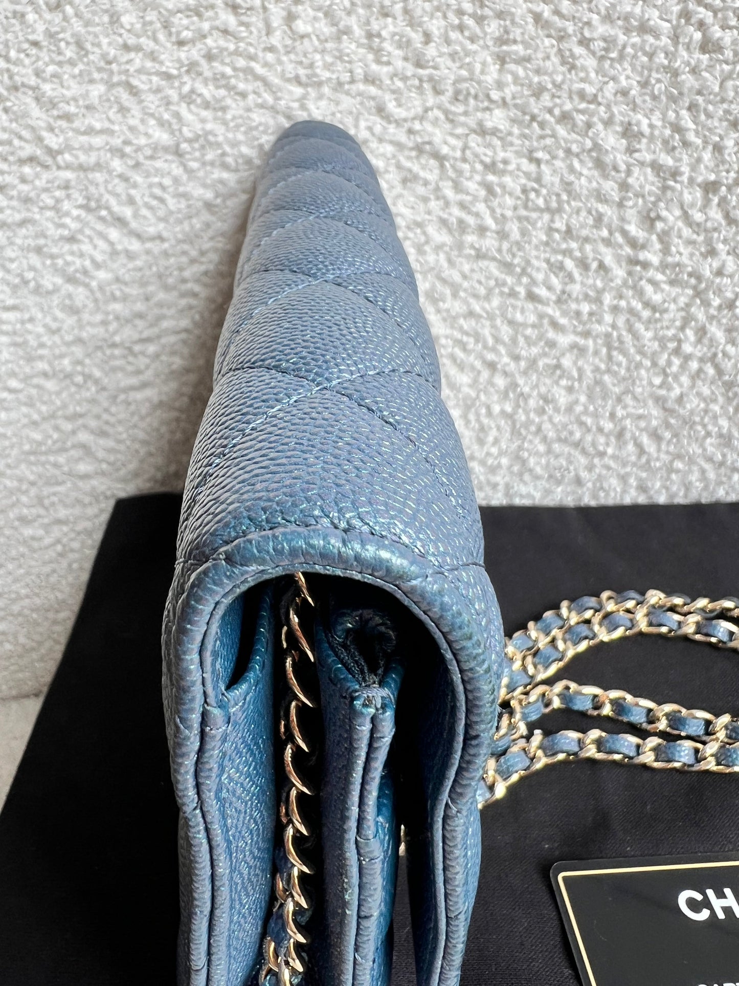 Chanel Iridescent Blue Caviar Wallet on Chain