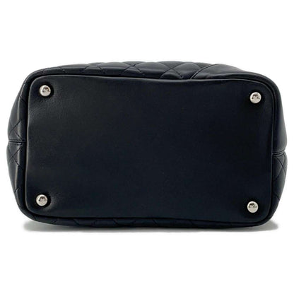 Chanel Cambon Line Handbag Black A25167 Leather Size Medium