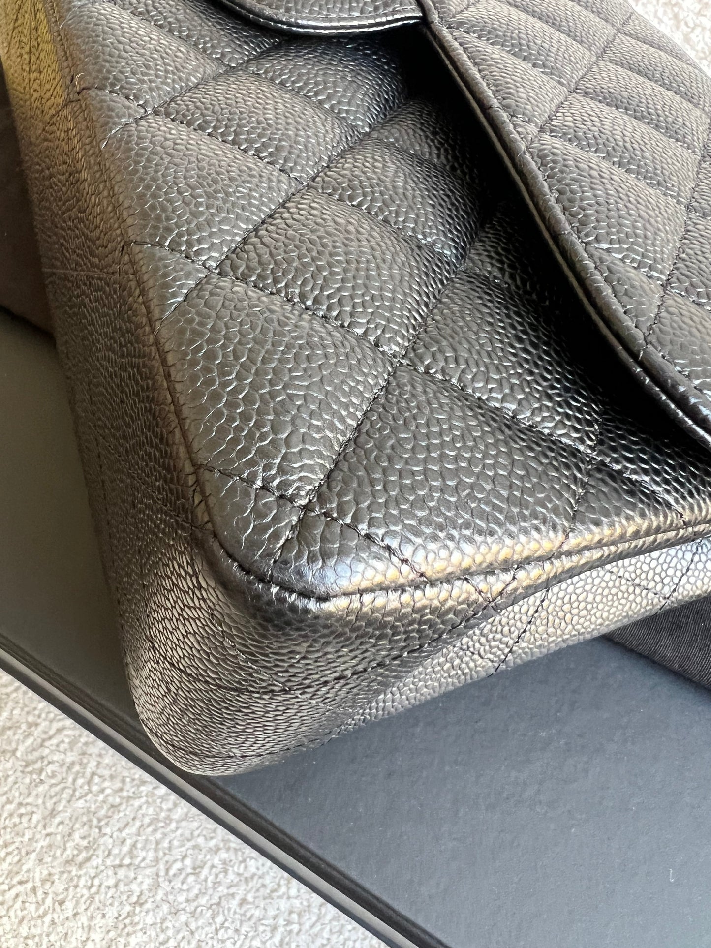 Chanel Jumbo Double Flap in Black Caviar with gold hardware (RRP £9830)