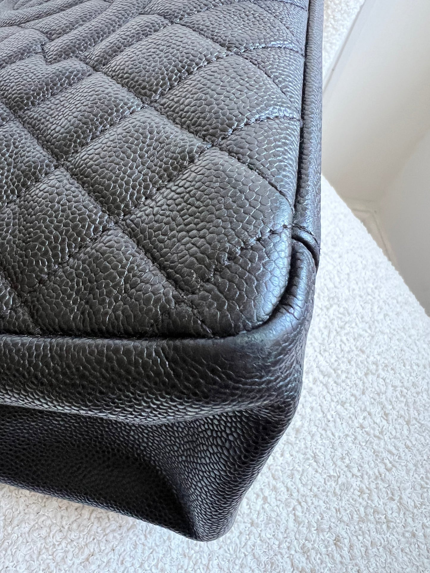 Chanel Black Caviar Grand Shopper Tote (GST) Silver Hardware