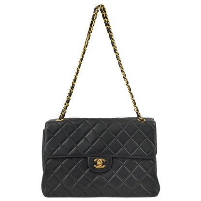 Chanel Black Lambskin jumbo Double Sided Classic Flap Bag