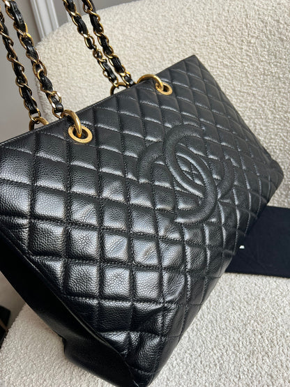 Chanel XL Black Caviar Grand Shopper Tote Gold Hardware (GST)