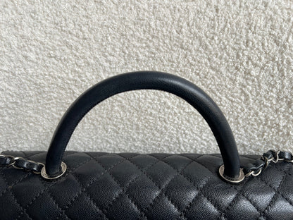Chanel Black Quilted Caviar Leather Medium Coco Handle Bag