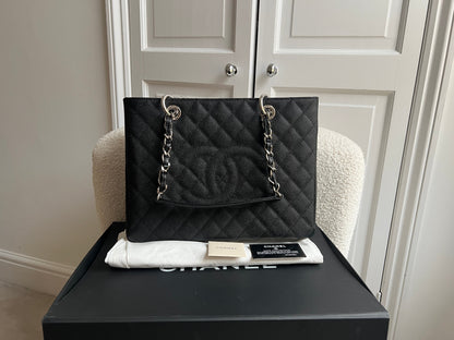 Chanel Black Caviar Grand Shopper Tote (GST) Silver Hardware