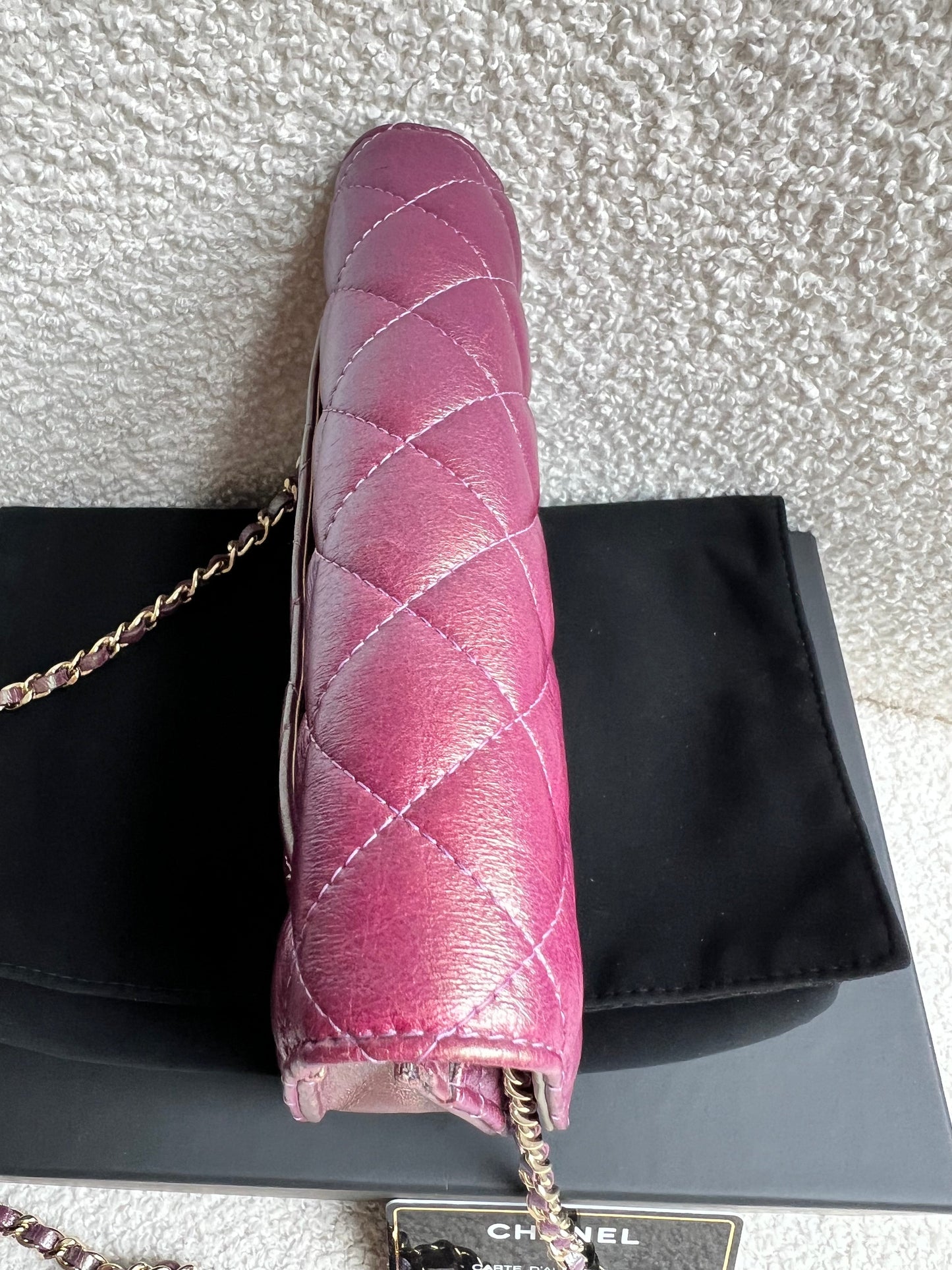 Chanel Iridescent Purple Lambskin Wallet on Chain