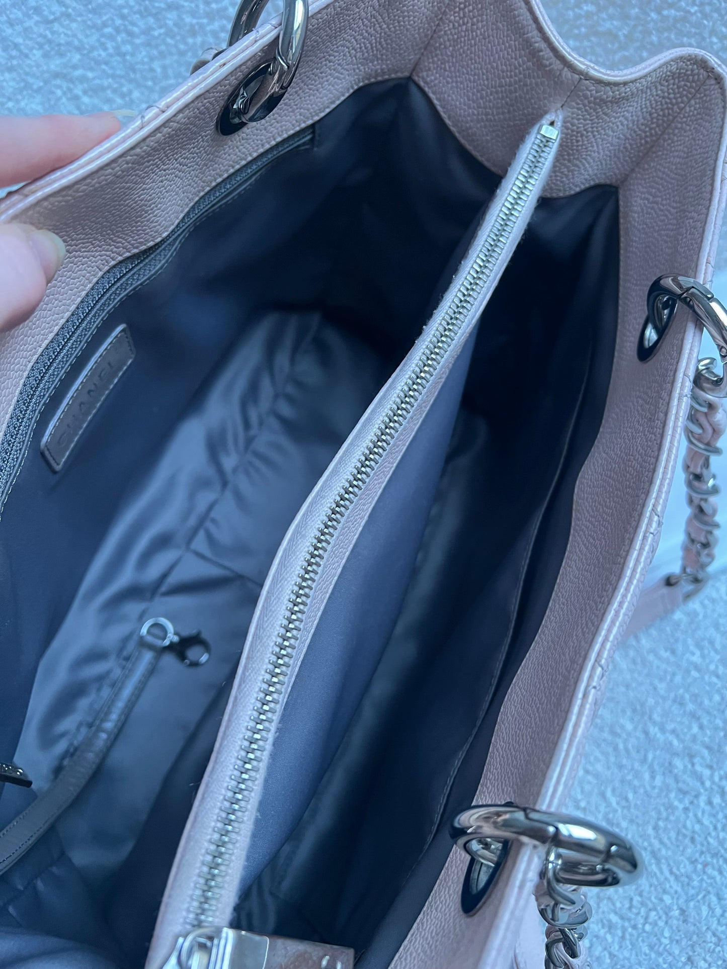 Chanel Light Pink Caviar Grand Shopper Tote with silver hardware (GST)