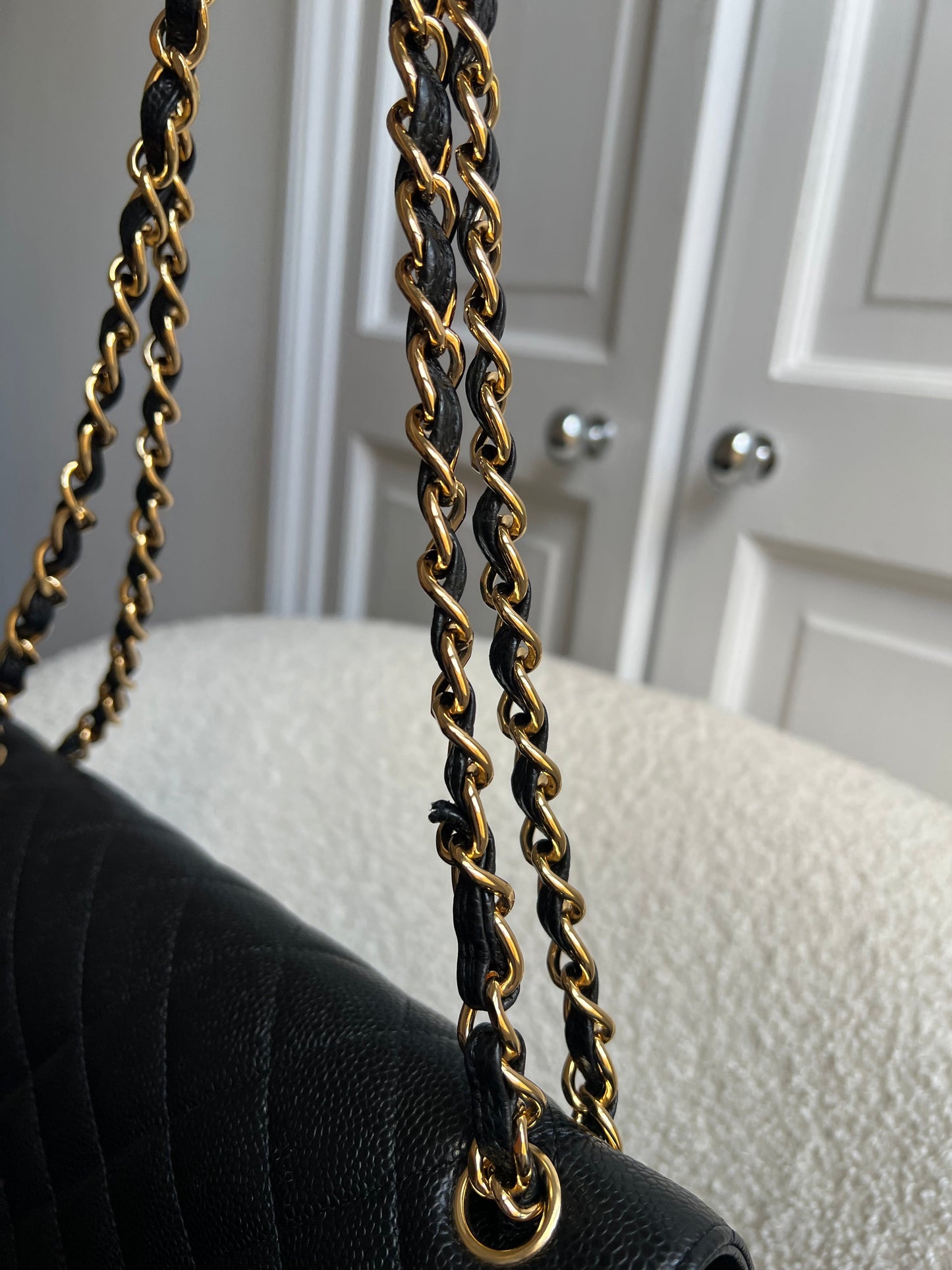 Chanel Jumbo Double Flap in Black Caviar with gold hardware (RRP £9830)