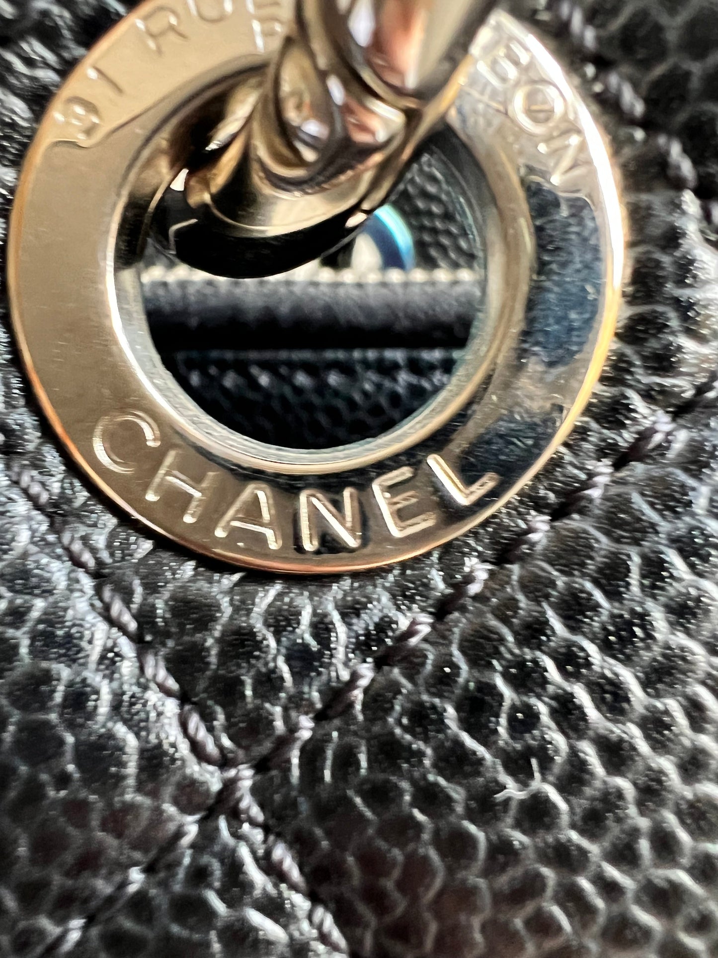 Chanel Black Caviar Grand Shopper Tote (GST) Silver Hardware