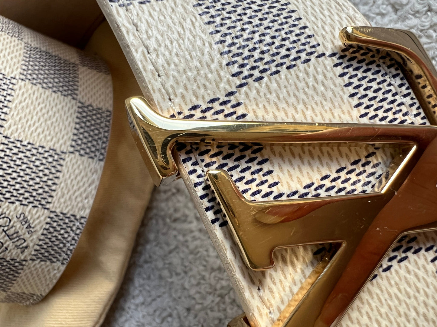 Louis Vuitton Initials Belt Damier Azur Size 85