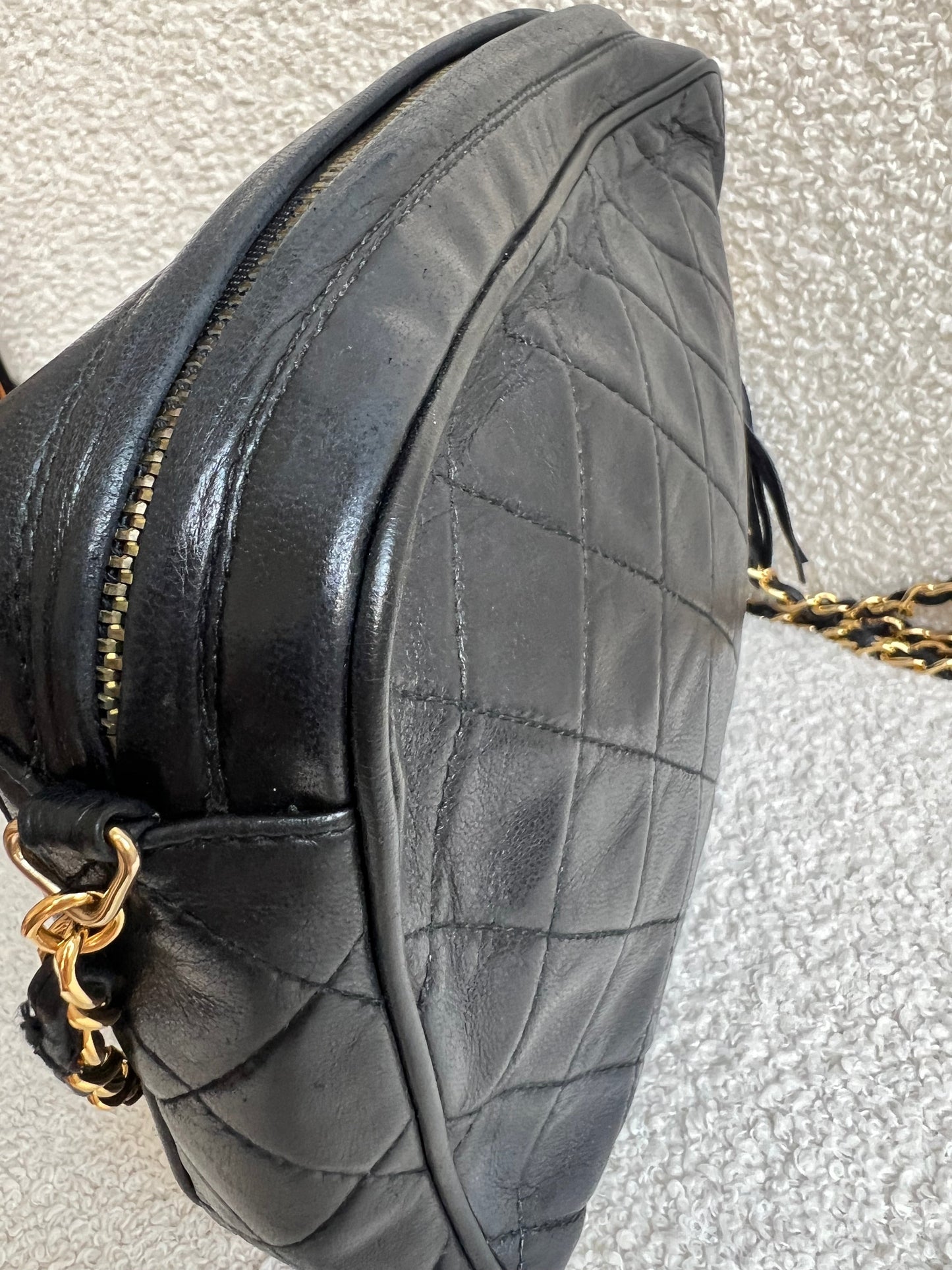 Chanel Vintage Black Lambskin Camera Bag with 24k Gold Hardware