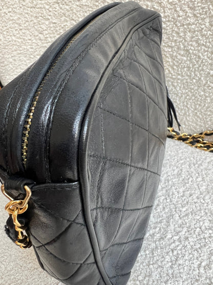 Chanel Vintage Black Lambskin Camera Bag with 24k Gold Hardware
