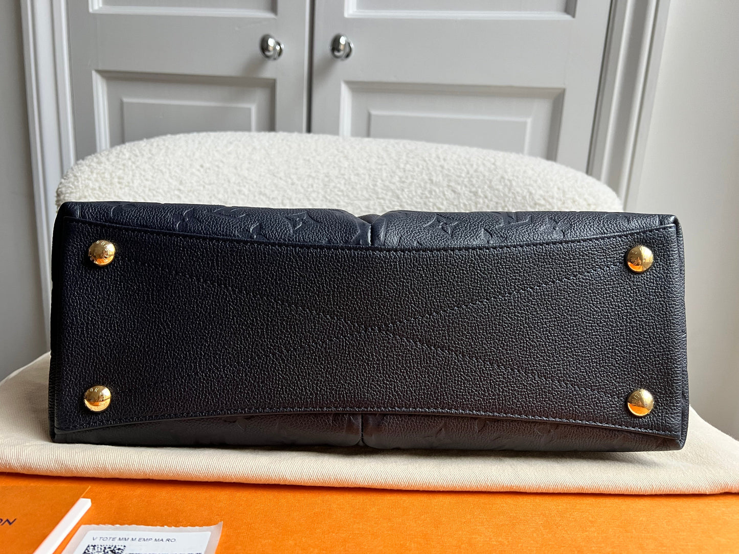 Louis Vuitton V Tote MM Navy Empreinte (RRP £2,390)