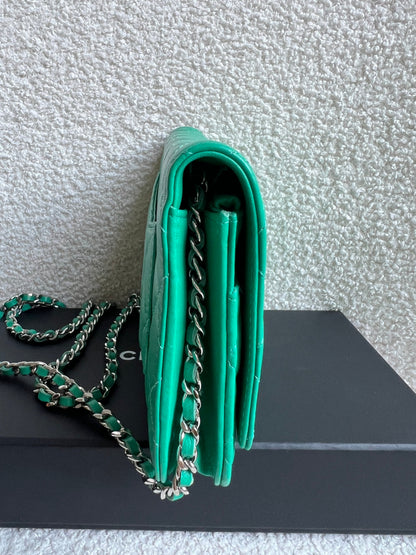 Chanel Turquoise Lambskin Wallet on Chain (RRP £2,930)
