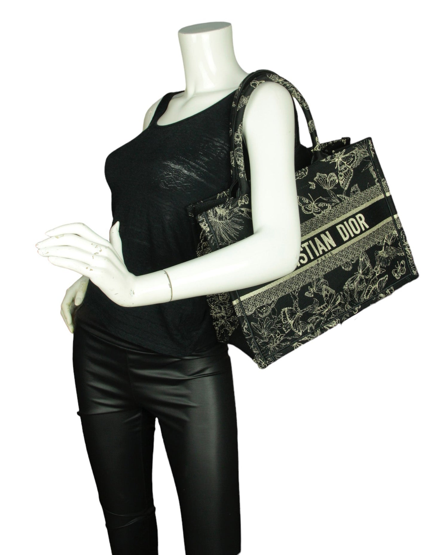 Dior Book Tote Leather Tote Bag Black