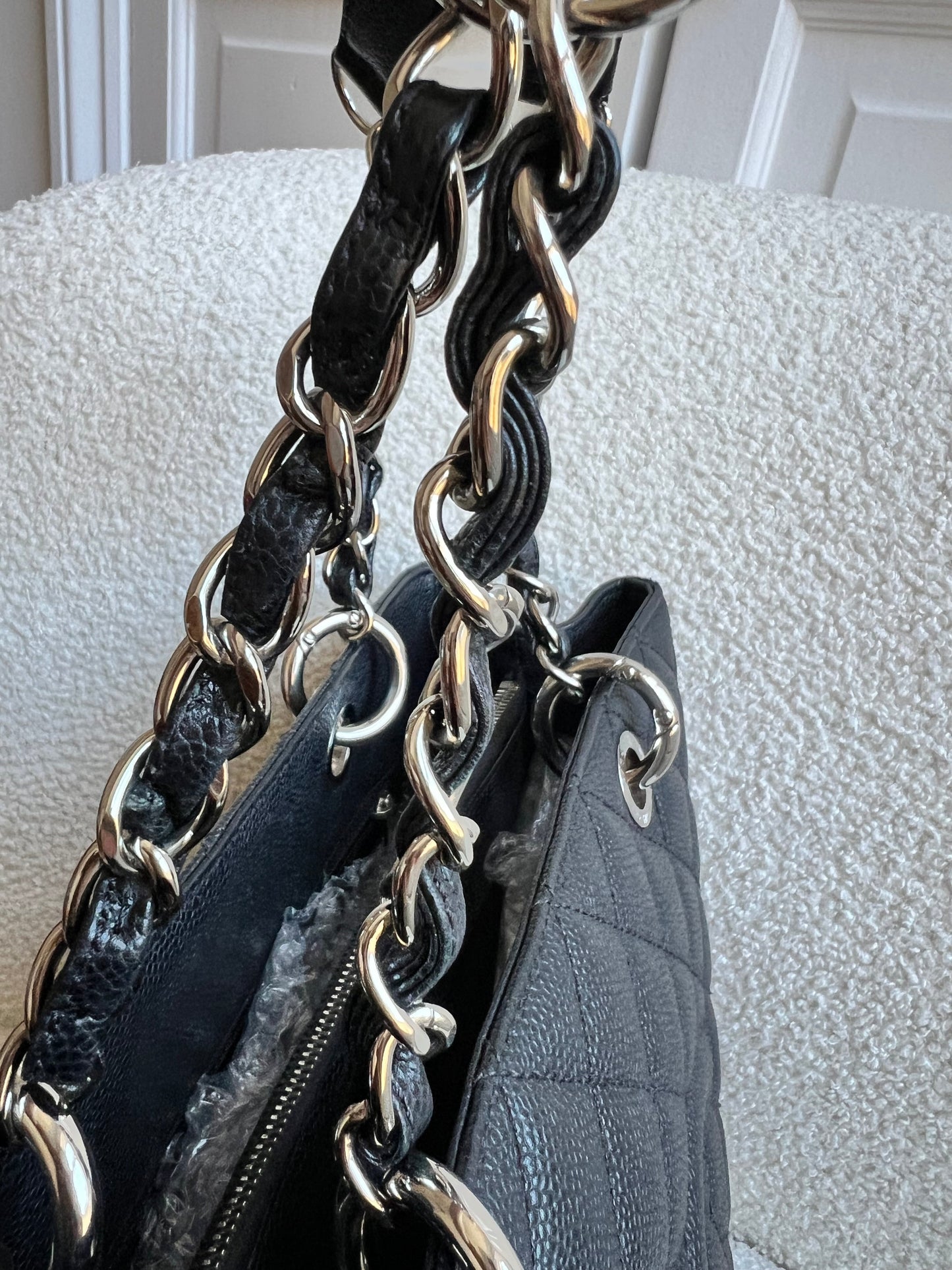 Chanel Black Caviar Grand Shopper Tote (GST) Silver Hardware