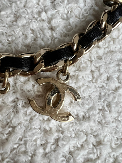 Chanel Leather Enchained Logo Charm Bracelet
