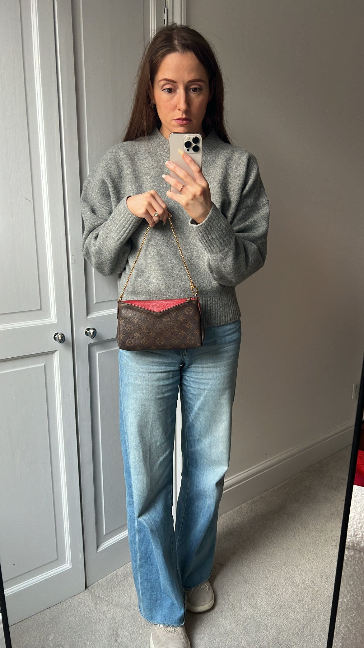 Louis Vuitton Red and Monogram Pallas Pochette