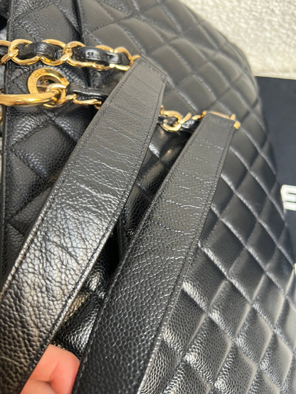 Chanel XL Black Caviar Grand Shopper Tote Gold Hardware (GST)