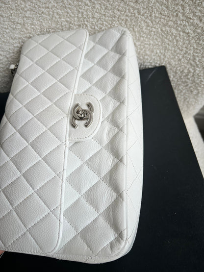 Chanel Medium Classic Flap in White Caviar (RRP £9090)